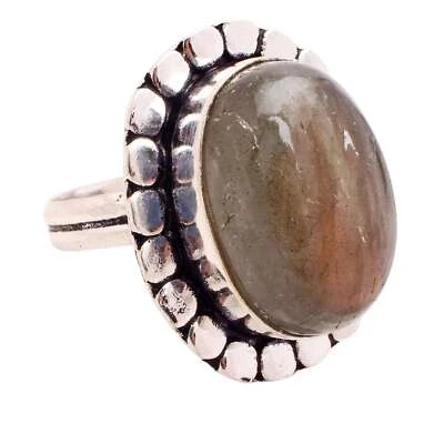 Pietra Labradorite Placcato Argento Handmade Gioielli Anello Misura US 7.75 - Immagine 1 di 3