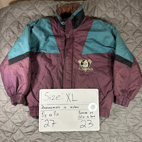 Vintage Chalk Line Anaheim Mighty Ducks Jacket Mens XL Purple NHL Hockey Puffer Cover