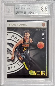 2018-19 Panini Noir Trae Young Holo Gold Rookie Card 07/10 BGS 8.5 POP 1