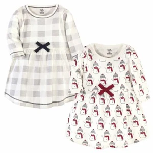 Touched by Nature Baby Organic Cotton Dresses, Snowman Long Sleeve 2-Pack - Picture 1 of 1