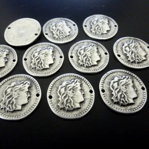 5 Kopf Münze Verbinder Konnektoren, Silber, DIY Schmuck basteln, Prägemünze - Picture 1 of 3