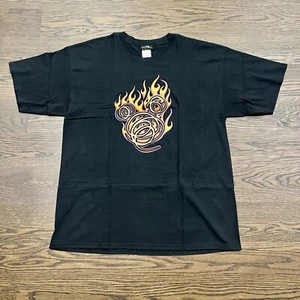 Vintage 90s Y2K DISNEY QUEST Flaming Mickey Ears Black Shirt Sz XL - Picture 1 of 3