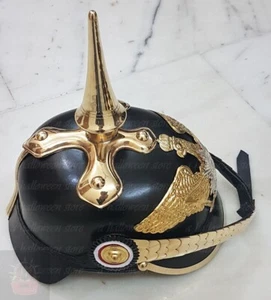 Casco de cuero Pickelhaube de oficial militar imperial alemán portátil juego de rol - Imagen 1 de 9