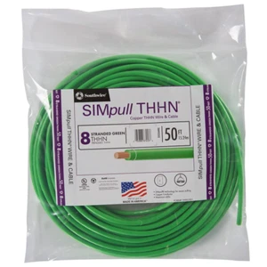 50 Ft. 6 Green Stranded CU Simpull THHN Wire - Picture 1 of 11