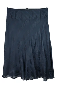 TALBOTS Women's Cotton Silk Maxi A-Line Skirt Lined Striped Blue Black Size 18W - Picture 1 of 15