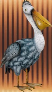 Pelican Statues Outdoor Decor 16.5" Coastal Ocean Bird Garden Yard Art Statues - Picture 1 of 1