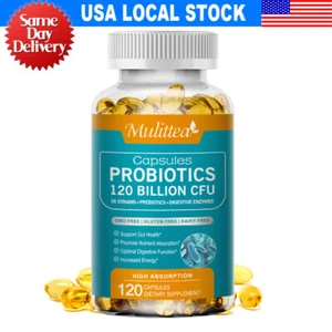 Probiotics Digestive Enzymes 120 Billion CFU Potency Immune Health 120 Capsules - Picture 1 of 9