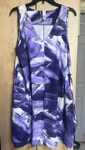 Marla Wynne Women's Size XL Polished Knit Lantern Dress Purple Print QVC - Picture 1 of 3