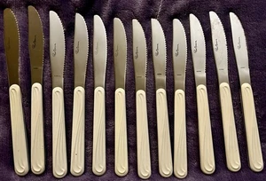 New 12 Stainless White Plastic Handle Flatware Knives By Paul Bocuse Korea NEW - Picture 1 of 3