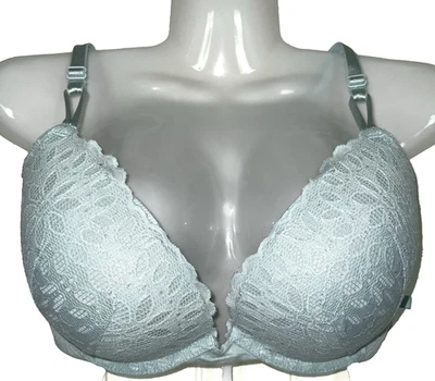 Sujetador Victoria's Secret 36D Acolchado Push Up Encaje Azul Con Aros Correas Satinadas LEER Foto 1 de 4