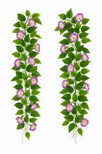  2 Pcs Artificial Vines Silk Morning Glory Vines Outdoor 15 Feet Hanging Plant  - Picture 1 of 12