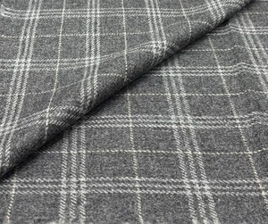 Grey White Check Wool Fabric Tweed Upholstery Cushion Curtain 3.0 M x 1.50M - Picture 1 of 6