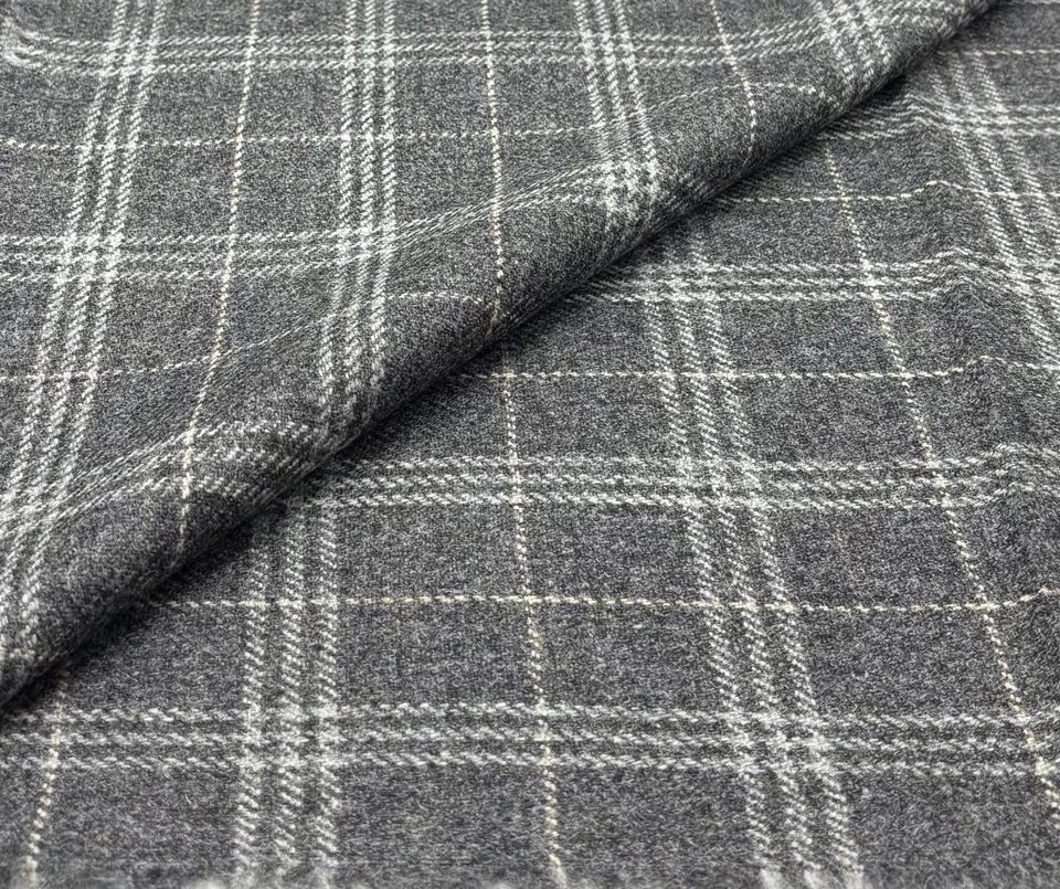 Grey White Check Wool Fabric Tweed Upholstery Cushion Curtain 3.0 M x 1.50M - Image 1 of 4