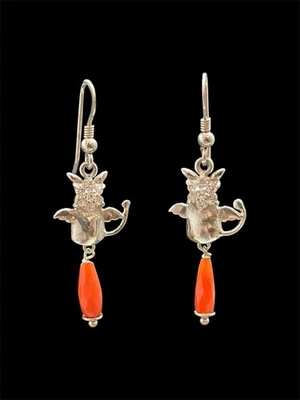 Orecchini In Argento E Corallo Fatti A Mano - Immagine 1 di 4