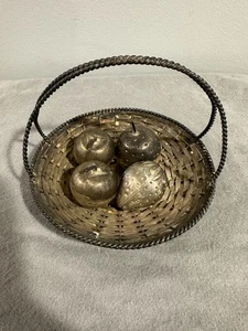 Vintage Taxco Mexico Sterling Silver Basket w/ Fruit Trinket Boxes - Picture 1 of 10