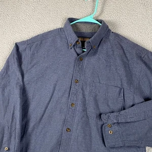 VTG Woolrich Flannel Chamois Shacket Button Up Men's Large Dark Blue Cotton - Picture 1 of 9
