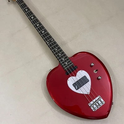 Newly Released !  Factory Custom Electric Guitar Red Heart-shaped 4 strings - Image 1 of 4