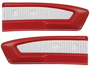 1965 Mustang; Deluxe Pony Door Panels; Sierra Vinyl; Red / White - Picture 1 of 1