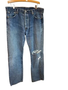 Levi's 501 Premium Jeans Herren 36X34 Button Fly Light Wash Blau Distressed Denim - Bild 1 von 5