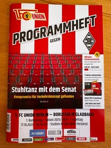 Stadionheft  1.  Bundesliga 1. FC Union  Berlin – Borussia  Mönchengladbach Neu - Bild 1 von 1