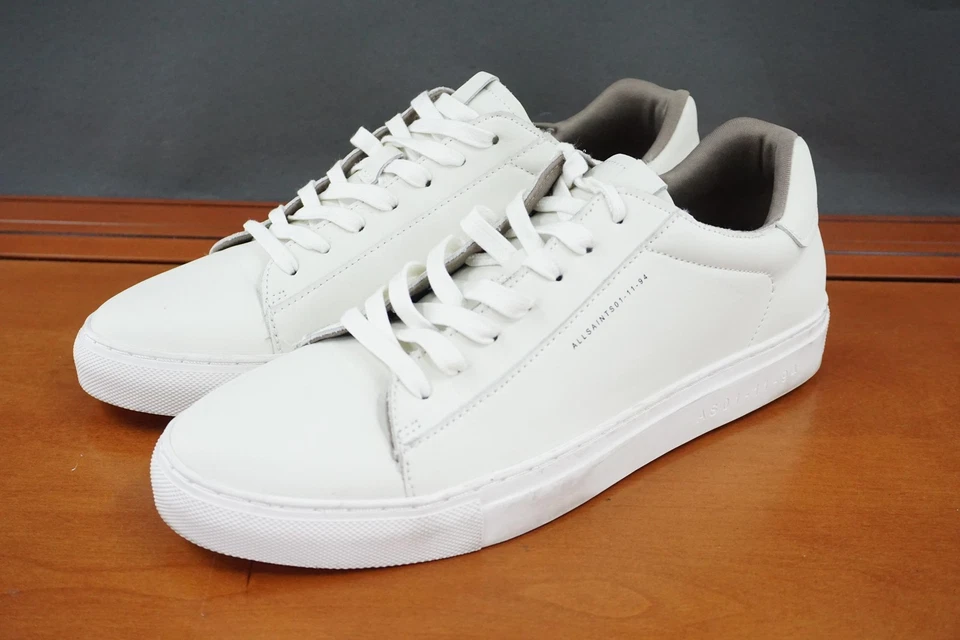 AllSaints Klip Low Top Shoes Mens 10 White Leather Lace Up Minimalist Casual - Image 1 of 4