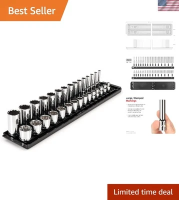 Professional 30-Piece Socket Set with Twist-to-Lock Rails and 12-Point Design - Image 1 of 4
