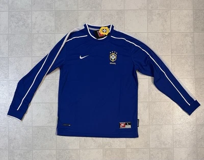 Camiseta Brasil 1998 manga larga retro visitante Foto 1 de 4