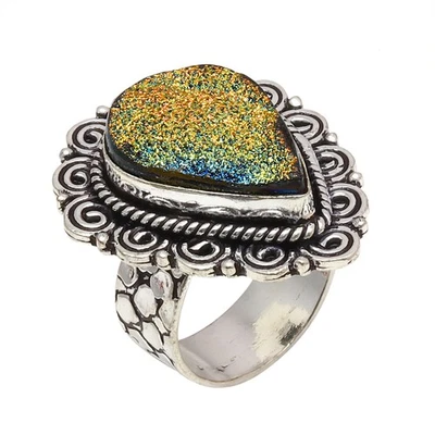 Titanium Drusy Gemstone Handmade Silver Jewelry  "8" - Image 1 of 4