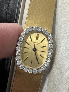 18K GOLD PATEK PHILIPPE  With Factory Diamond Bezel  Manual Wind Ladies Watch - Picture 1 of 6