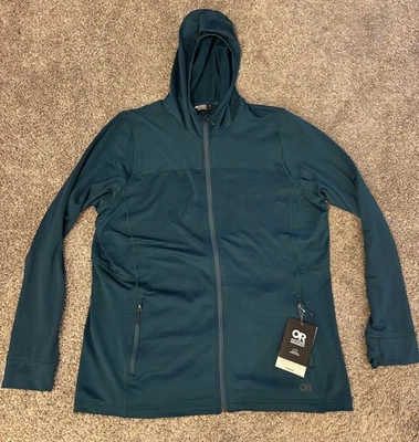 NUEVO CON ETIQUETAS OUTDOOR RESEARCH Treeline Verde Vigor Cremallera Completa Polar Sudadera con Capucha Chaqueta Mujer XL Foto 1 de 4