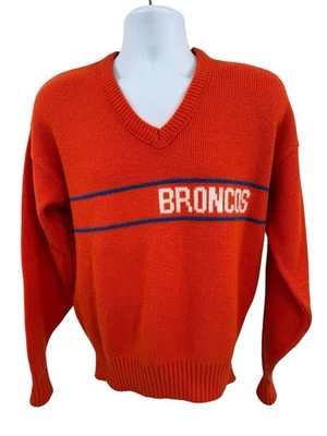 Suéter Cliff Engle Denver Broncos a Rayas Naranja Cuello en V Adulto Talla Pequeña De Colección Años 80 Foto 1 de 4