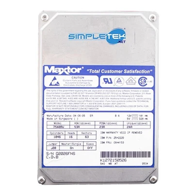 Maxtor 7540RV 540MB IDE HDD 3.5" Hard Disk PATA EIDE Windows 95 98 2000 XP - Image 1 of 4