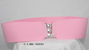 PINK Elastic Cinch Belt for Poodle Skirt _ 3" Wide _ Adult Size SMALL - Picture 1 of 3