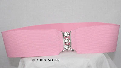 PINK Elastic Cinch Belt for Poodle Skirt _ 3" Wide _ Adult Size SMALL - Image 1 of 3