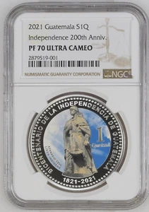 2021 Guatemala Silver 1 Quetzal 200th Anniversary Of Independence NGC PF70 UCAM - Picture 1 of 2
