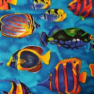 Hoffman Tropical Fish Ocean Print Quilt Fabric Hawaiians for Real 1 yd F3065 - Picture 1 of 7