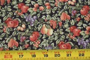23" Long, Vintage, Colorful Fruit Trees on Dark-Brown Cotton, Springs, P1213 - Picture 1 of 6