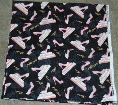 Fabric Remnant City Style David Textiles Black Pink 2 1/3 Yards 44 Inches Wide - Image 1 of 2