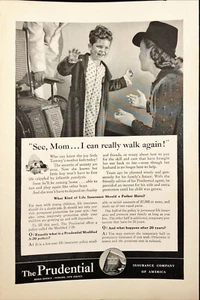 Prudential Insurance Infantile Paralysis Boy Steps away Rollstuhl 1941 Print Ad - Bild 1 von 6
