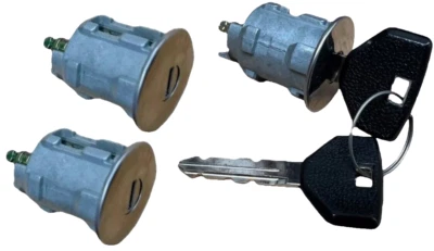 For Jeep Wrangler TJ LJ 02-17 3 Chrome Door Key Lock Cylinders Set W/ 2 Keys - Image 1 of 4