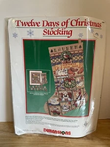 1989 TWELVE DAYS OF CHRISTMAS STOCKING DIMENSIONS 8389 COUNTED CROSS STITCH NEW! - Picture 1 of 4