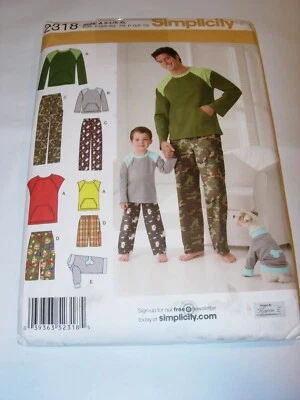 BOYS MENS UNCUT SIMPLICITY 2318 Sewing Pattern PAJAMAS TOP PANTS SIZE S-L/S-XL - Image 1 of 3