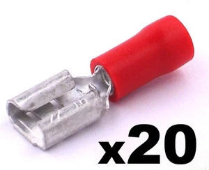 20x Conector de pala roja hembra de 6,3 mm Terminales de engarce aislados Cableado eléctrico - Imagen 1 de 4
