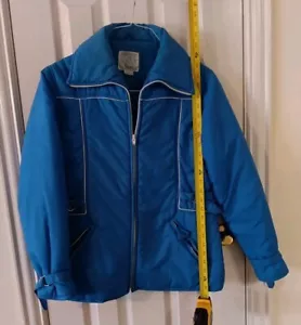 Vintage Sears Work Leisure Coat Puffy Blue Jacket Style 4051 SZ Medium - Picture 1 of 13