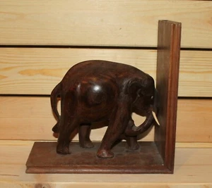 Vintage hand carving wood elephant figurine - Imagen 1 de 8