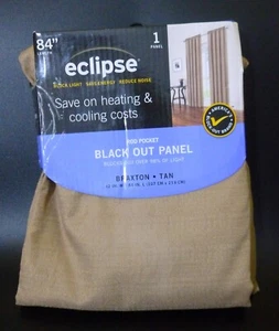 ECLIPSE ~ 42"x84'' Braxton Thermaback Blackout Window Curtain Panel Tan ~Read Ad - Picture 1 of 4