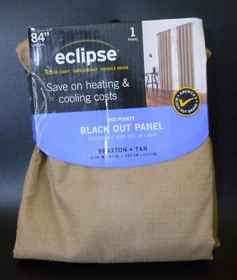 ECLIPSE ~ 42"x84'' Braxton Thermaback Blackout Window Curtain Panel Tan ~Read Ad - Image 1 of 4