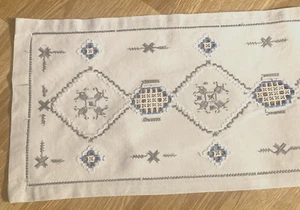 Hand Embroidered Hardanger Table Runner 11" x 38" - Picture 1 of 10