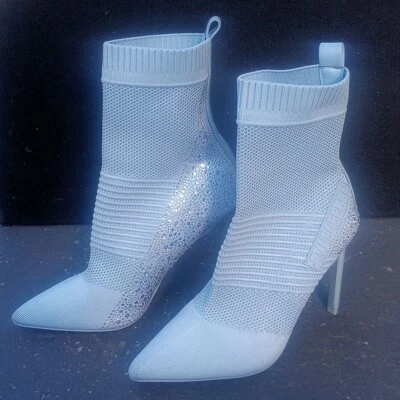 STEVE MADDEN MAXWELLE BABY BLUE RHINESTONE BOOTIES*9.5 - Image 1 of 4
