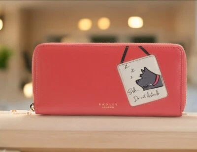 RADLEY LONDON Cartera Grande Perro Dormido Cremallera Alrededor Nuevo Aplique de Cuero con Incrustaciones Foto 1 de 4